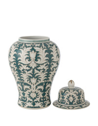 Grand vase céramique vert blanc 29x29x51cm