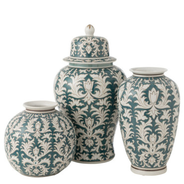 Grand vase porcelaine vert blanc 29x29x51cm
