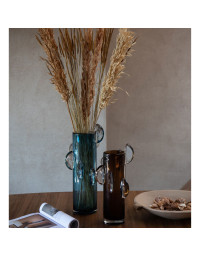 Grand vase verre bleu 20x20x46cm
