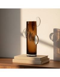 Vase verre marron 18x18x37cm