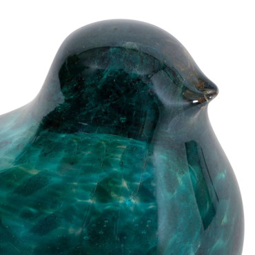 Presse papier oiseau verre bleu océan 13x8x9cm