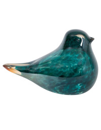 Presse papier oiseau verre bleu océan 13x8x9cm