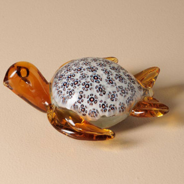 Tortue en verre fleurie 16x7x13cm