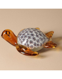 Tortue en verre fleurie 16x7x13cm