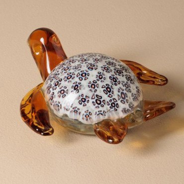 Tortue en verre fleurie 16x7x13cm