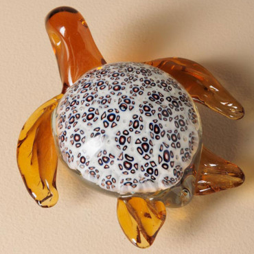 Tortue en verre fleurie 16x7x13cm