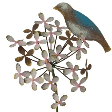 Tuteur fleur oiseau 35x14x101cm