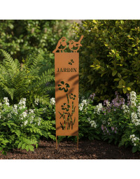 Treillage Jardin Fleurs et Oiseaux en Fer effet Rouille 30x120cm