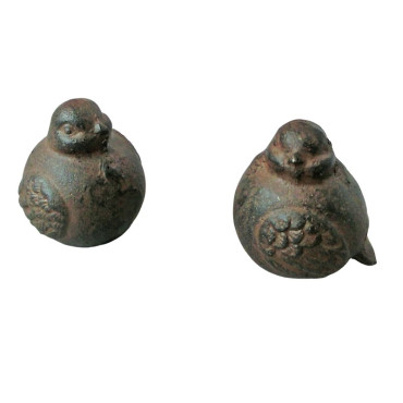 Ensemble 2 oiseaux en fonte 6x6x7cm