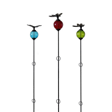 Ensemble 3 tuteurs boule libellule 8x135cm