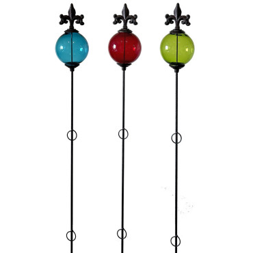 Ensemble 3 tuteurs boule fleurs de lys 12x140cm