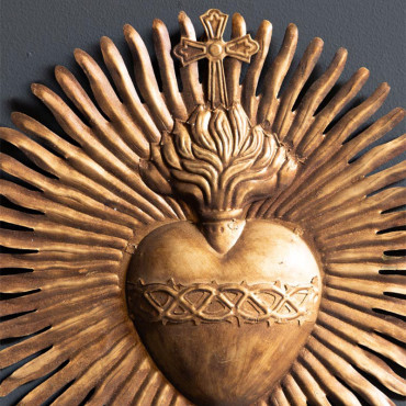 Ex-voto en fer soleil doré 20cm