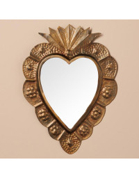 Miroir coeur Ex-voto patine bronze 23x31cm