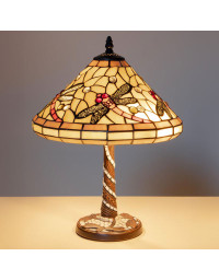 Lampe à poser libellule mosaïque en verre et métal 43x30cm