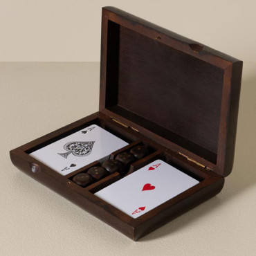 Boîte 2 jeux cartes et dés 18x5x12cm