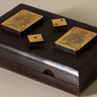 Boîte 2 jeux cartes et dés 18x5x12cm
