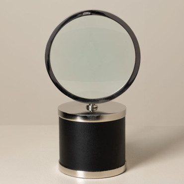Loupe sur base cylindrique cuir 12x23x10cm