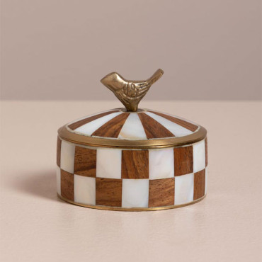 Petite boîte bicolore oiseau 6x7cm
