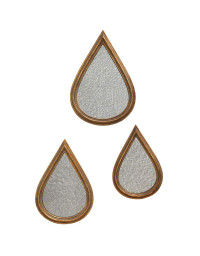 Ensemble 3 miroirs goutte d'or 17x25x2cm