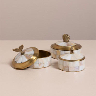 Ensemble 3 boîtes nacrées Seaside 7x9cm