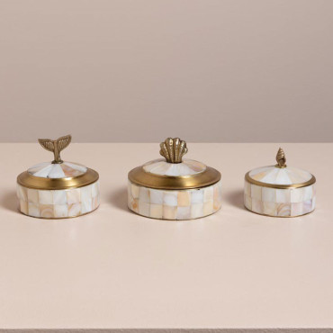 Ensemble 3 boîtes nacrées Seaside 7x9cm