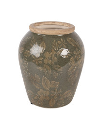 Vase céramique vert brun 13x15x15cm