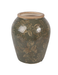 Vase céramique vert brun 15x18x18cm