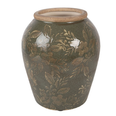 Vase céramique vert brun 15x15x18cm