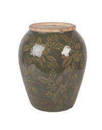 Vase céramique vert brun 16x16x20cm
