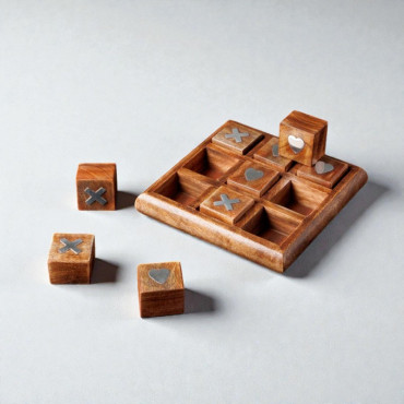 Jeu oxo love en bois de manguier 4x18x18cm