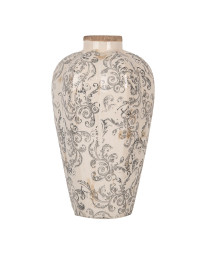 Vase céramique beige gris 21x21x35cm