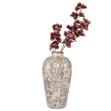 Vase céramique beige gris 21x21x35cm