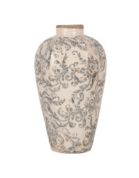 Vase céramique beige gris 17x17x30cm