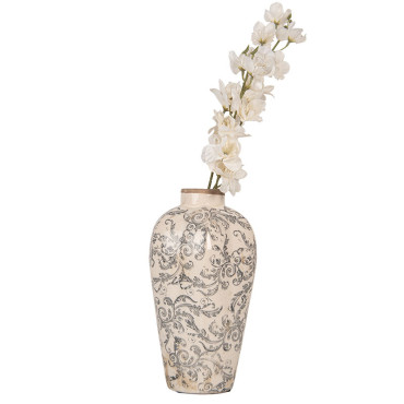 Vase céramique beige gris 17x17x30cm