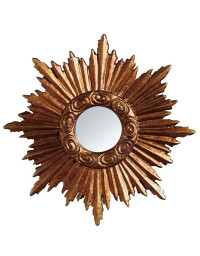 Mini Miroir en résine Soleil doré 15cm