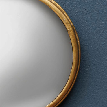 Mini miroir convexe moucheté bord fer doré 11cm