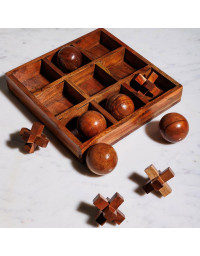 Jeu Morpion OXO 3D en bois Acacia 23x7x23cm