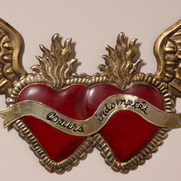 Double Ex-voto cœurs ailés 30x23cm