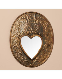 Miroir Plaque Ex-voto en Métal Patine Bronze 22x28cm