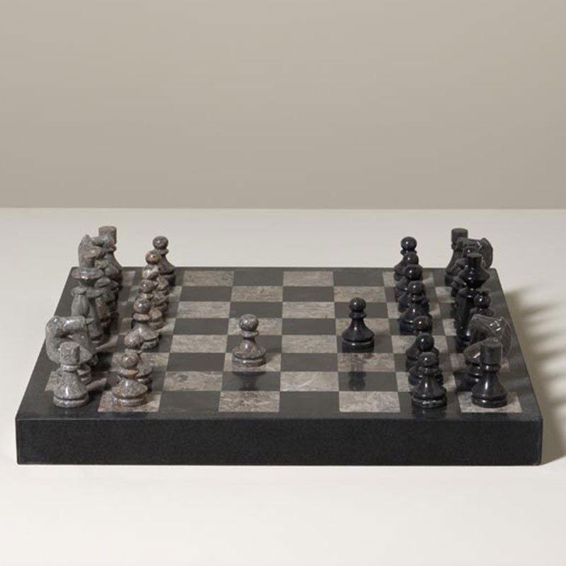 Radicaln Jeu d'échecs en marbre 30,5 cm Gris océanique et Blanc Fait à la