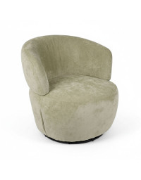 Fauteuil Pivotant Tissu Texturé Zeline Vert d'Eau 74x72x72cm