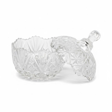 Bonbonnière ronde en verre 10x13cm