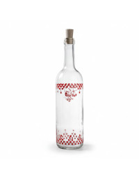 Bouteille verre damier rouge 75cm