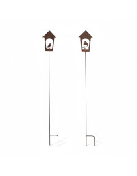Ensemble 2 tuteurs oiseaux fer 13x117cm
