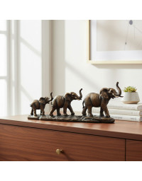 Déco famille 3 éléphants dorés 41x10x17cm