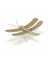 Sculpture Murale Libellule en Métal Doré 25x22x7cm