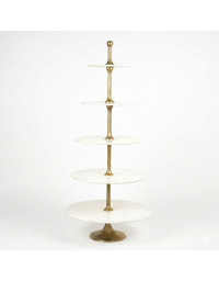 Desserte en marbre blanc 5 étages 79x79x175cm