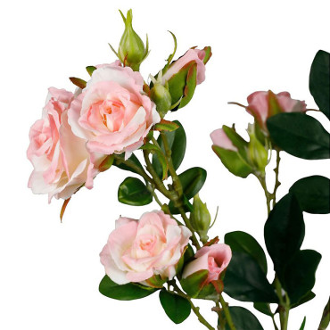 Fleur artificielle polyester Rosier rose feuillage vert 75cm