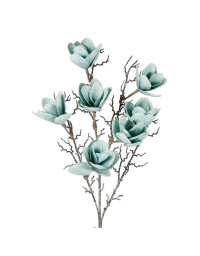 Tige Magnolia Artificielle Géante Turquoise en Polyester 107cm