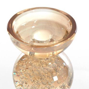 Chandelier en Verre Bullé Itinga Ambre 8x12cm
